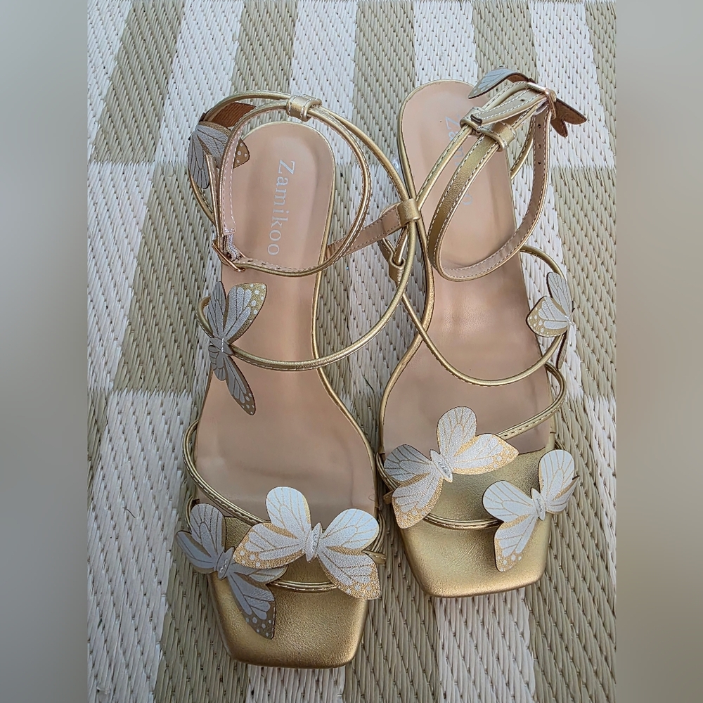 Gold Butterfly Heels